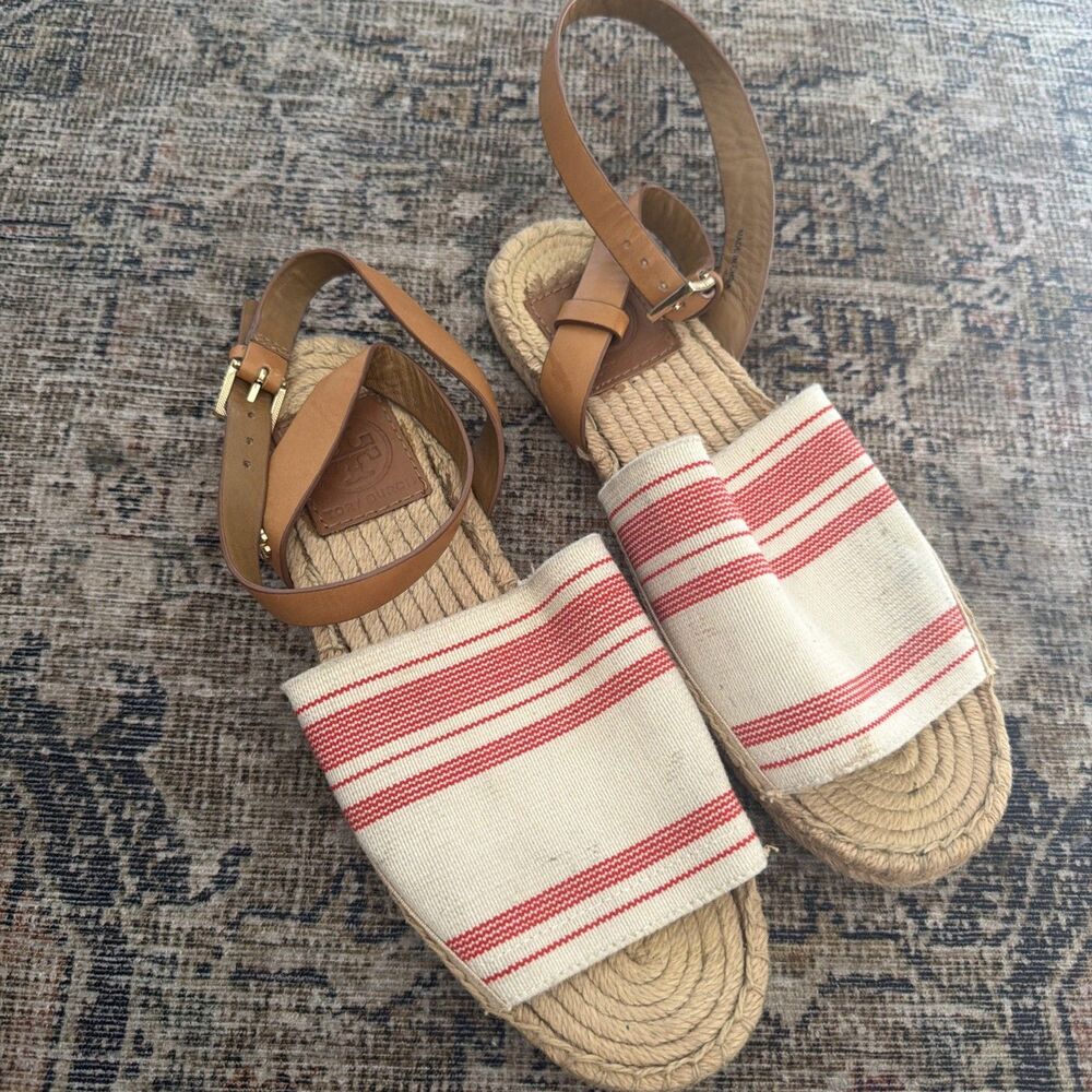TORY BURCH Canvas Espadrille Strappy Sandals Size 6